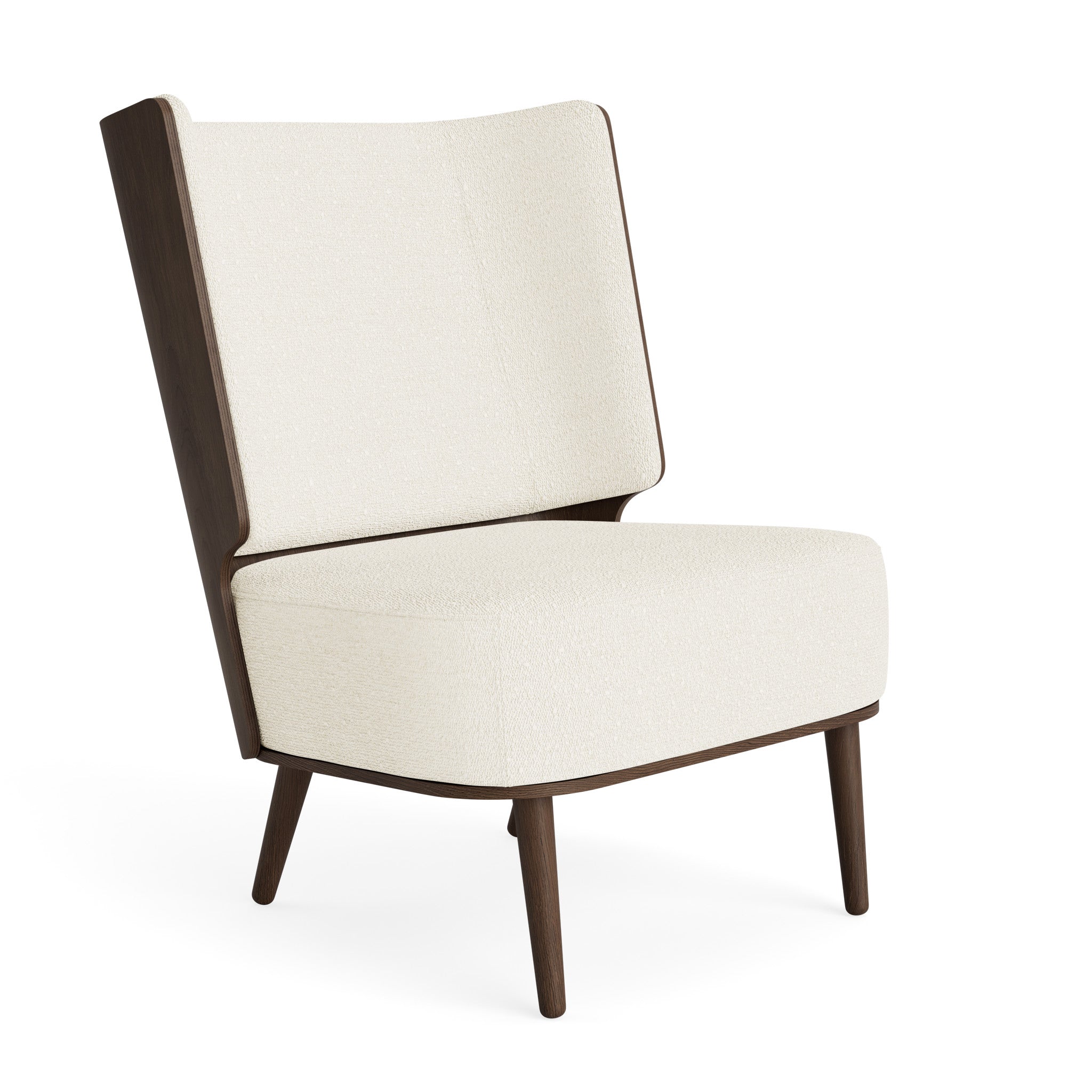 SERENA lounge chair - dark oak/white bouclé