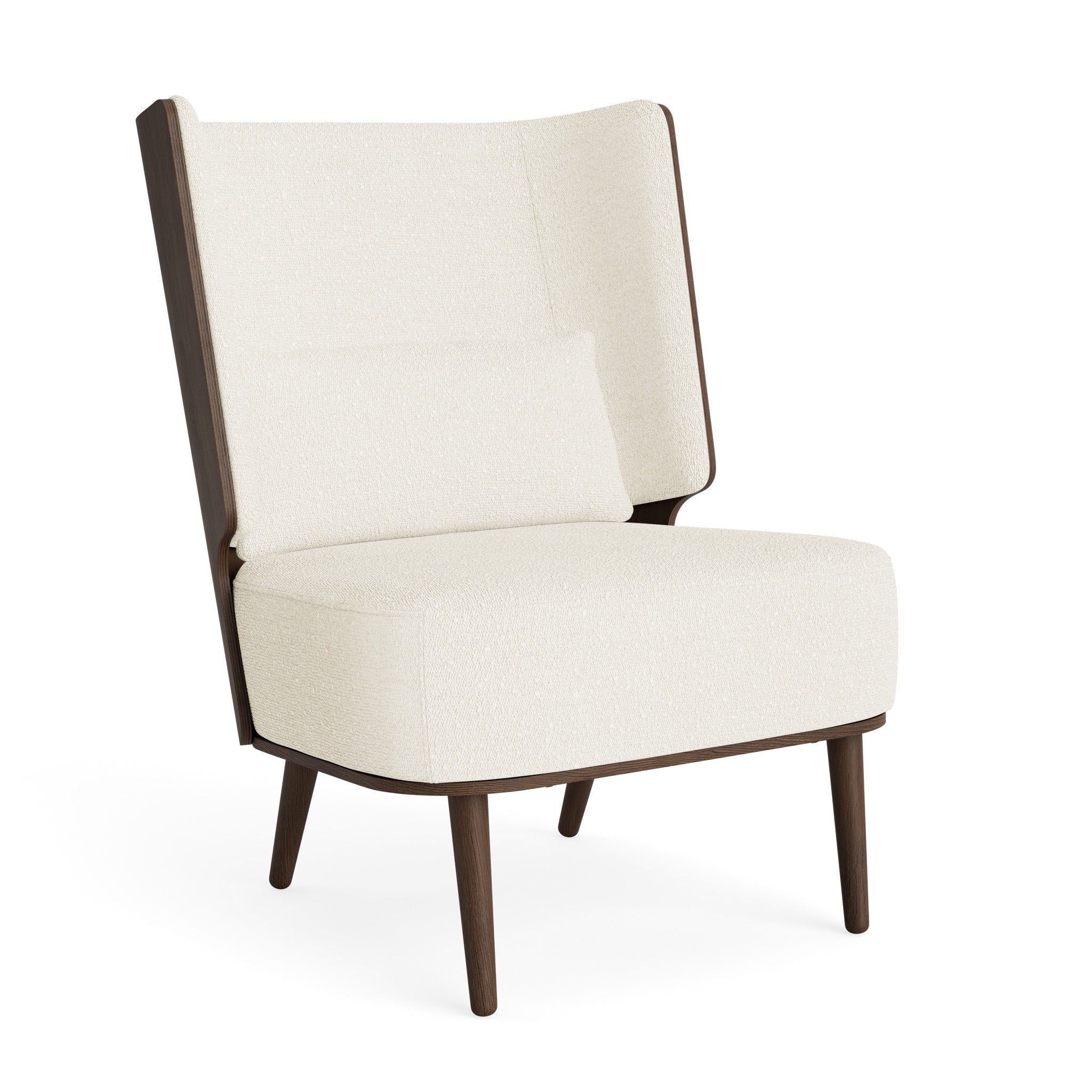 SERENA lounge chair - dark oak/white bouclé