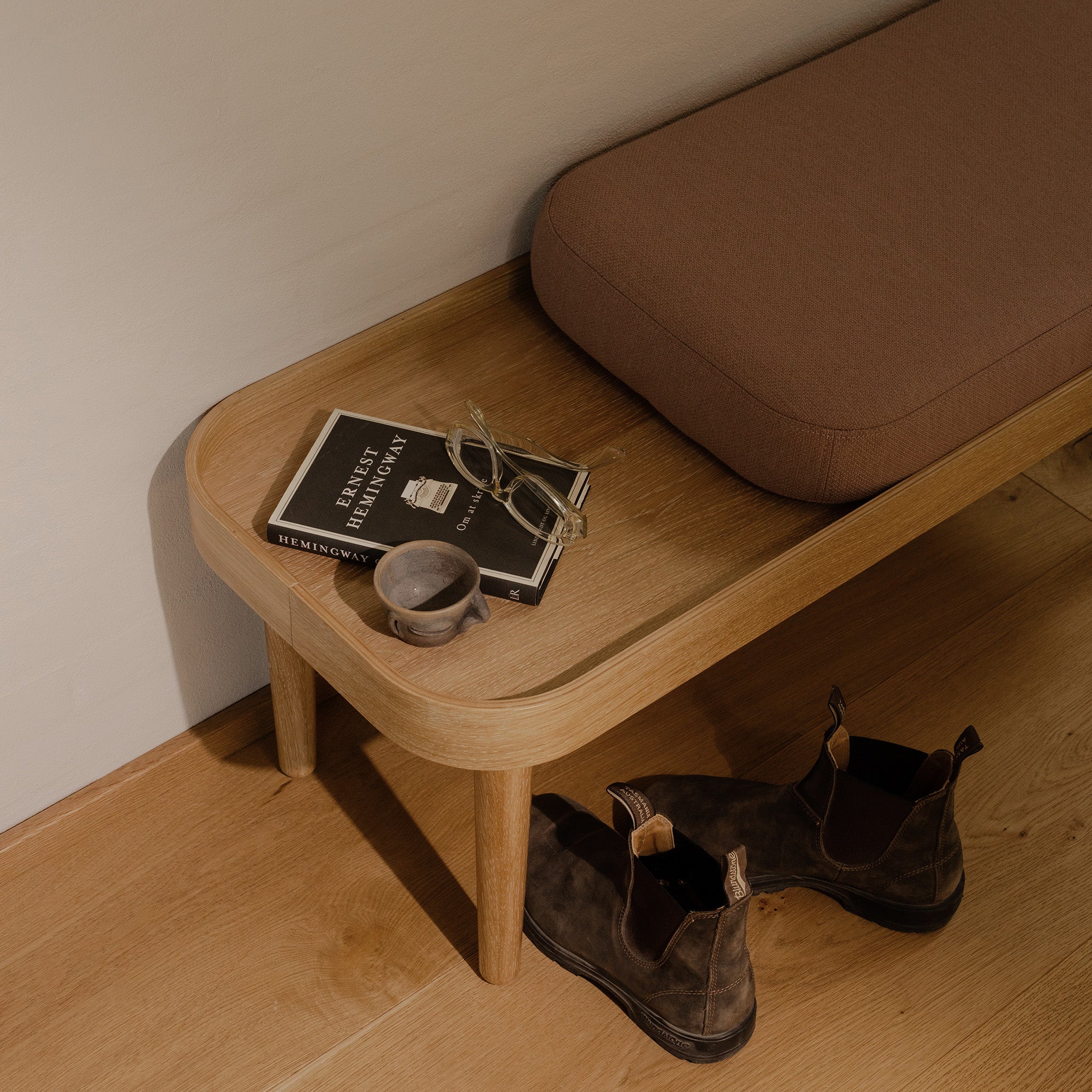 SERENA bench - natural oak/dusty rose