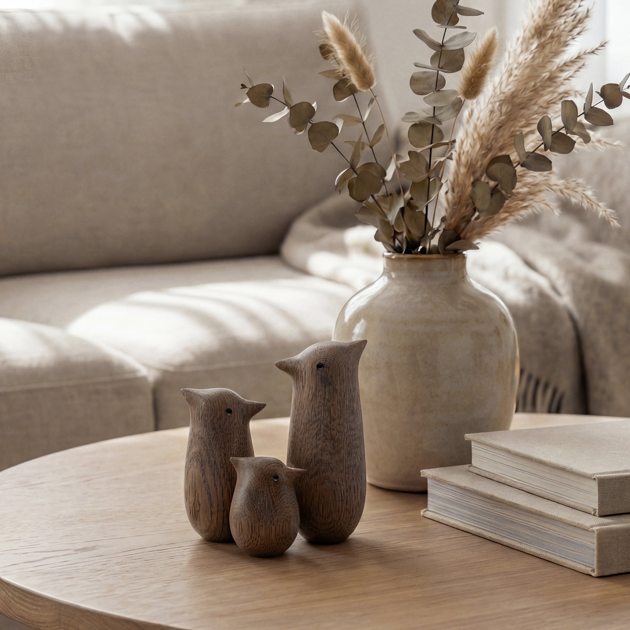 Far Sangfugl i røgbejdset eg