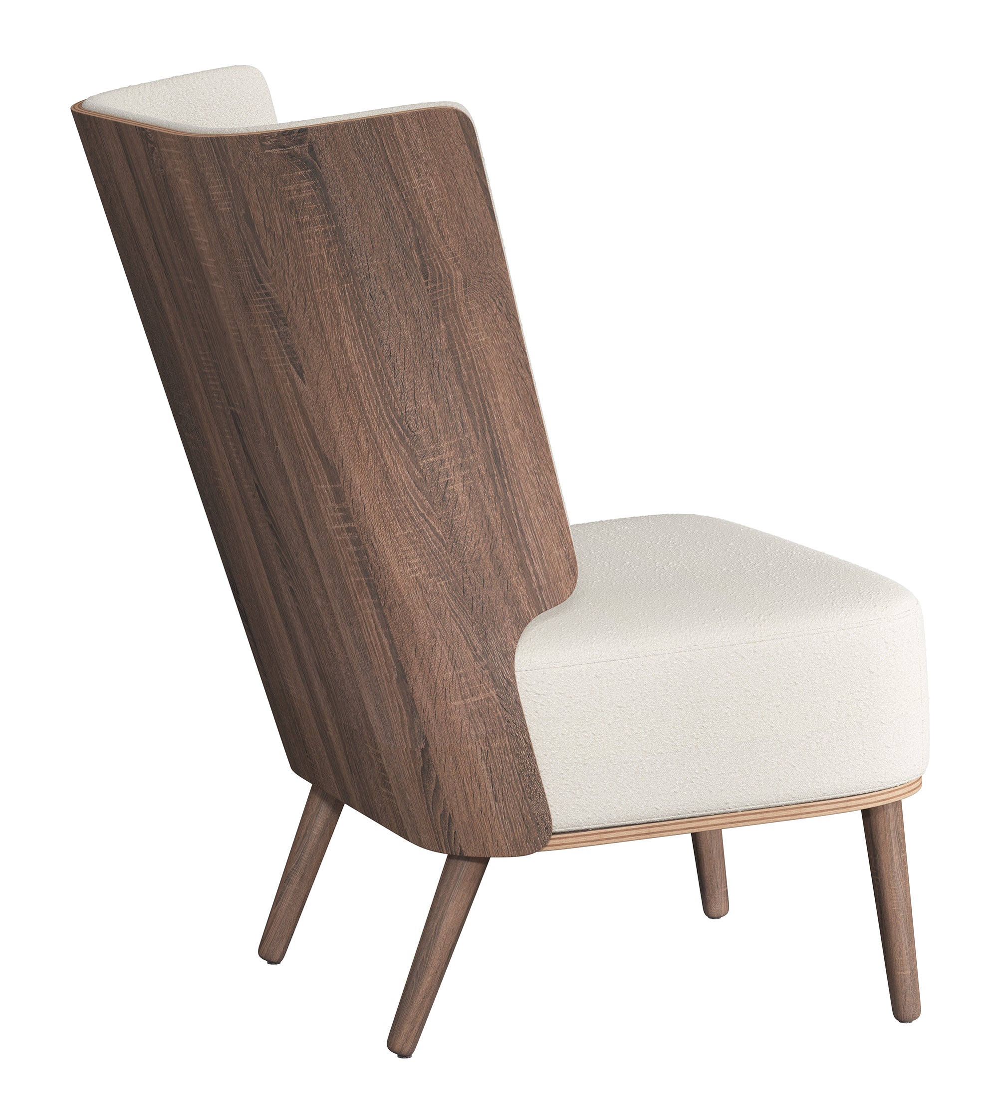 SERENA lounge chair - dark oak/white bouclé