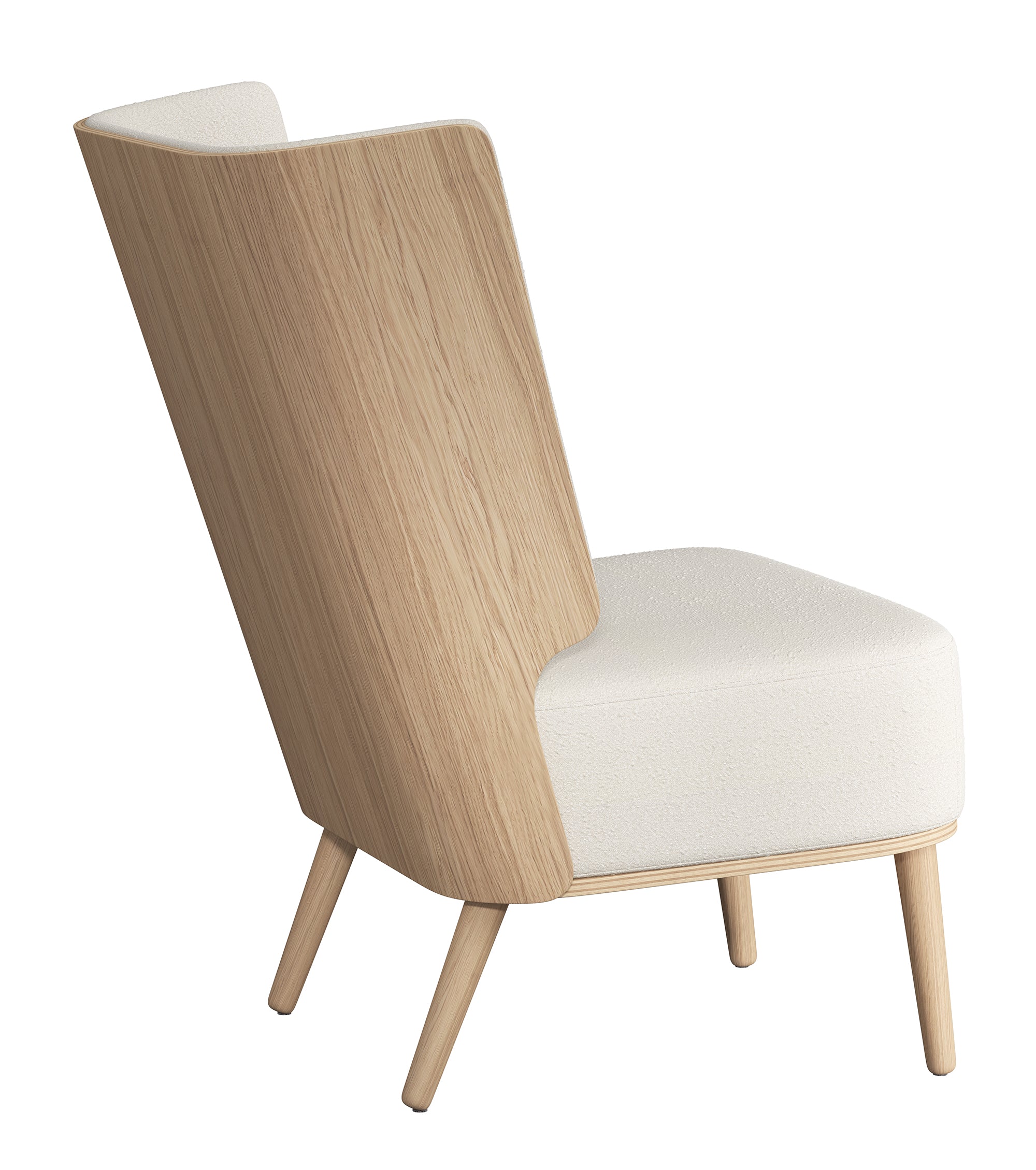 SERENA lounge chair - natural oak/white bouclé