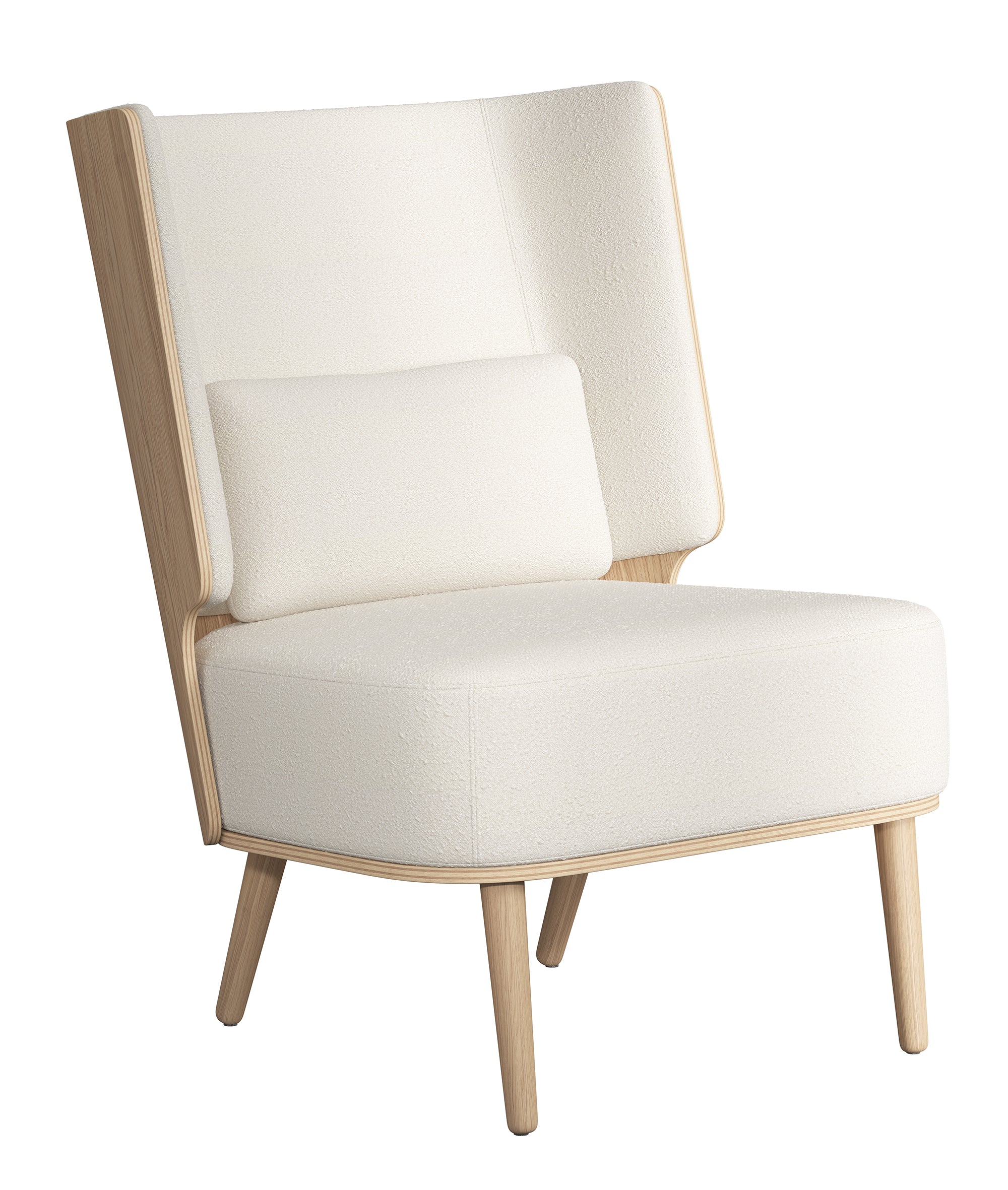 SERENA lounge chair - natural oak/white bouclé