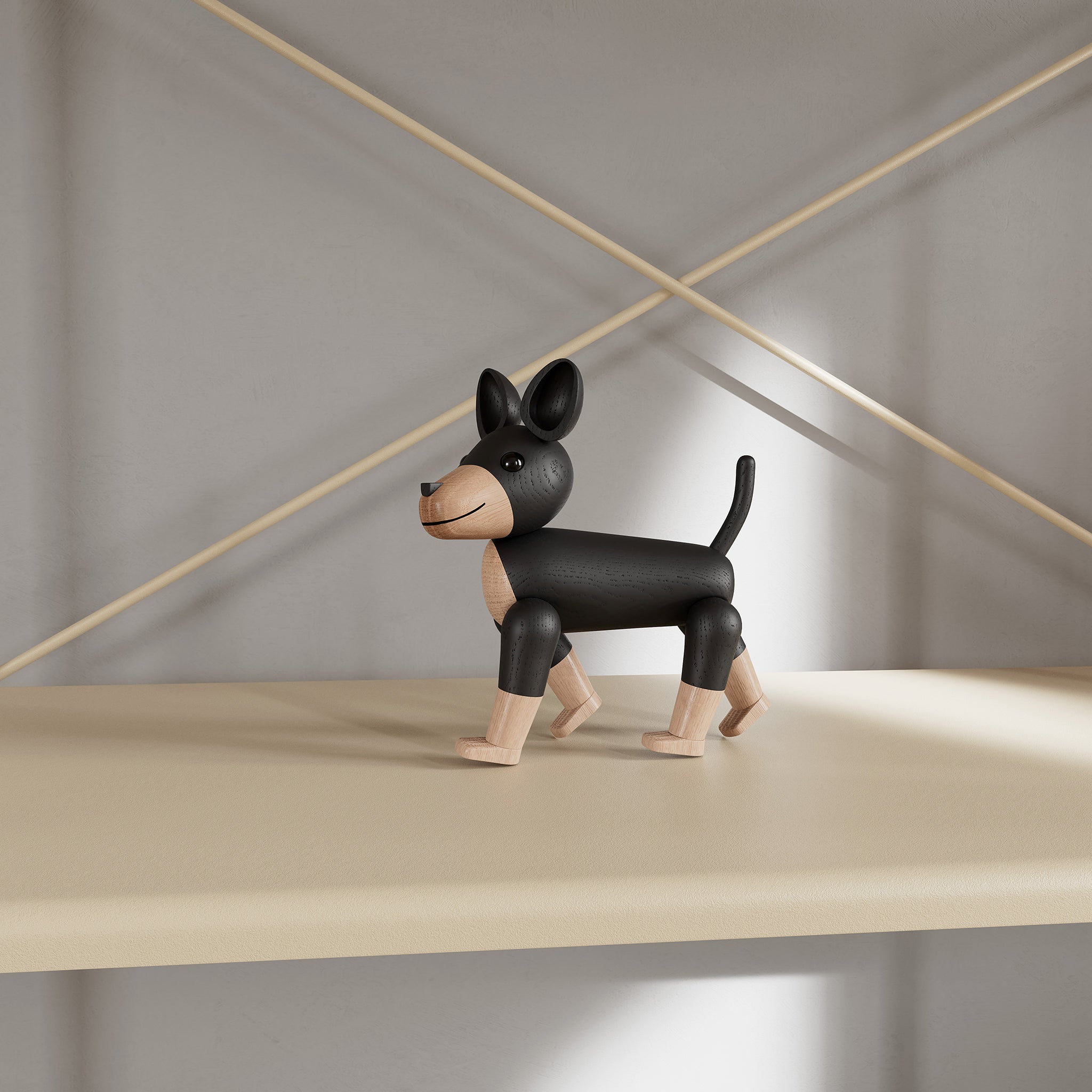 CHARLIE the dog natural + black oak