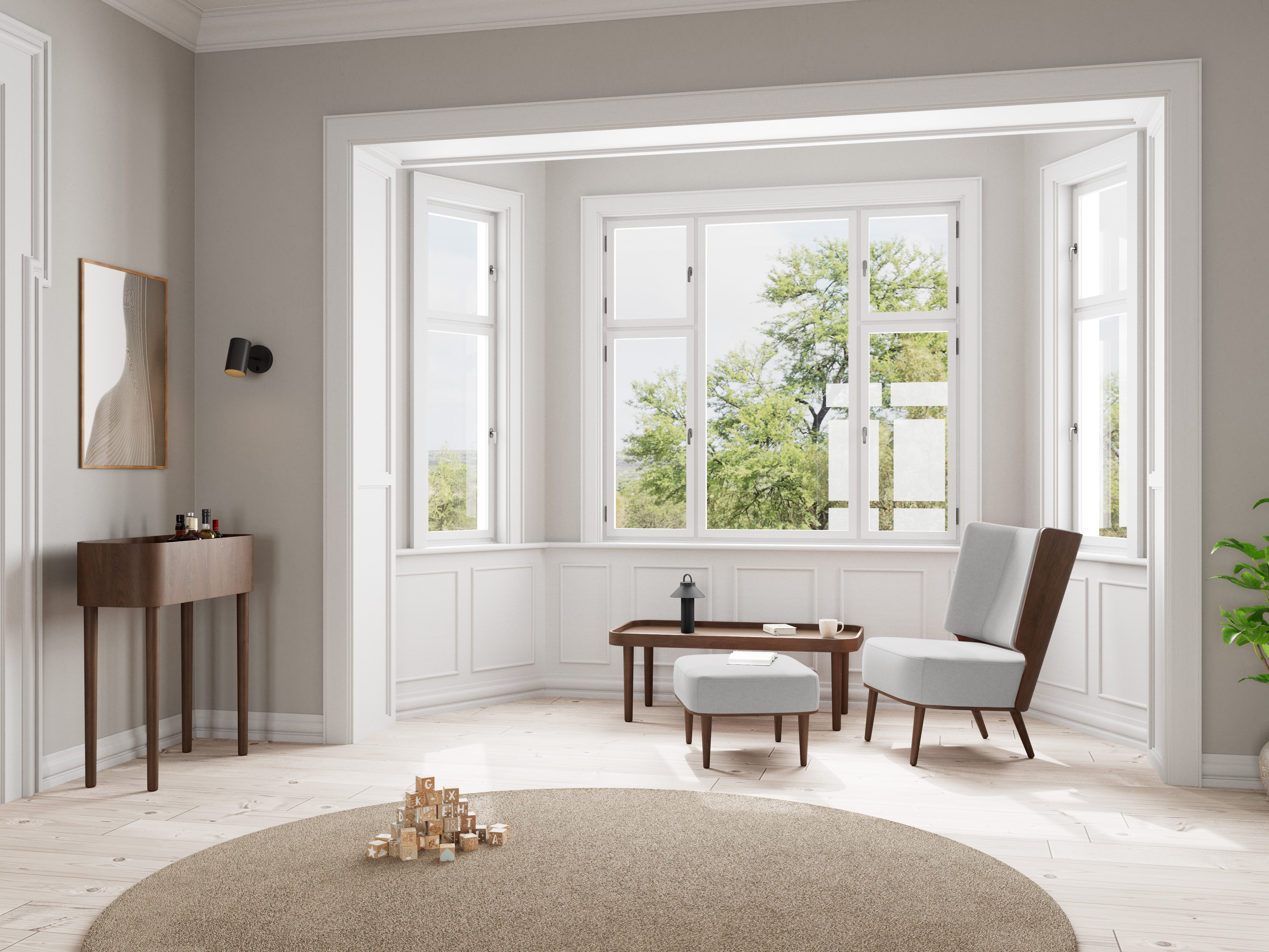 SERENA pouf - dark oak/silver grey