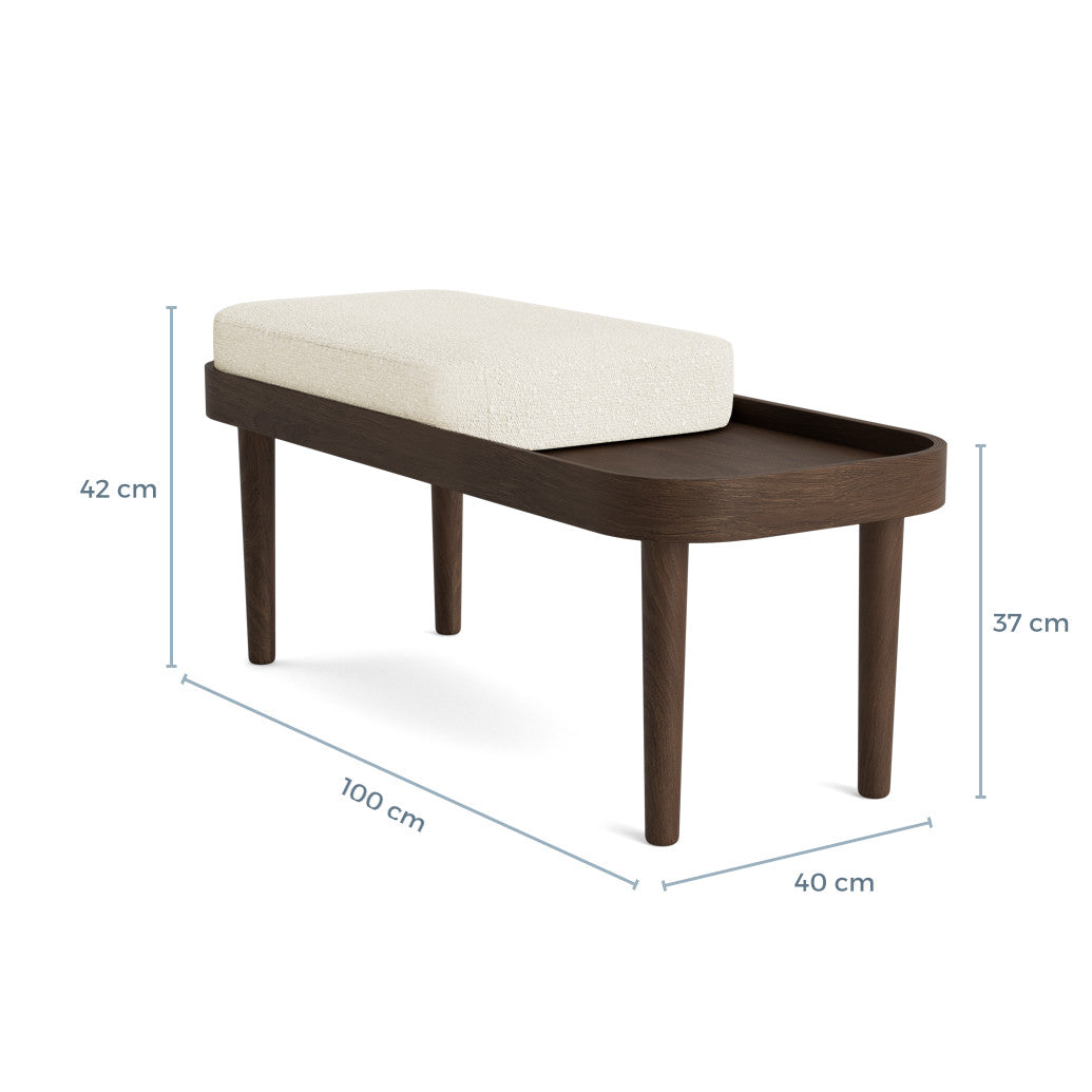 SERENA bench - dark oak/white bouclé
