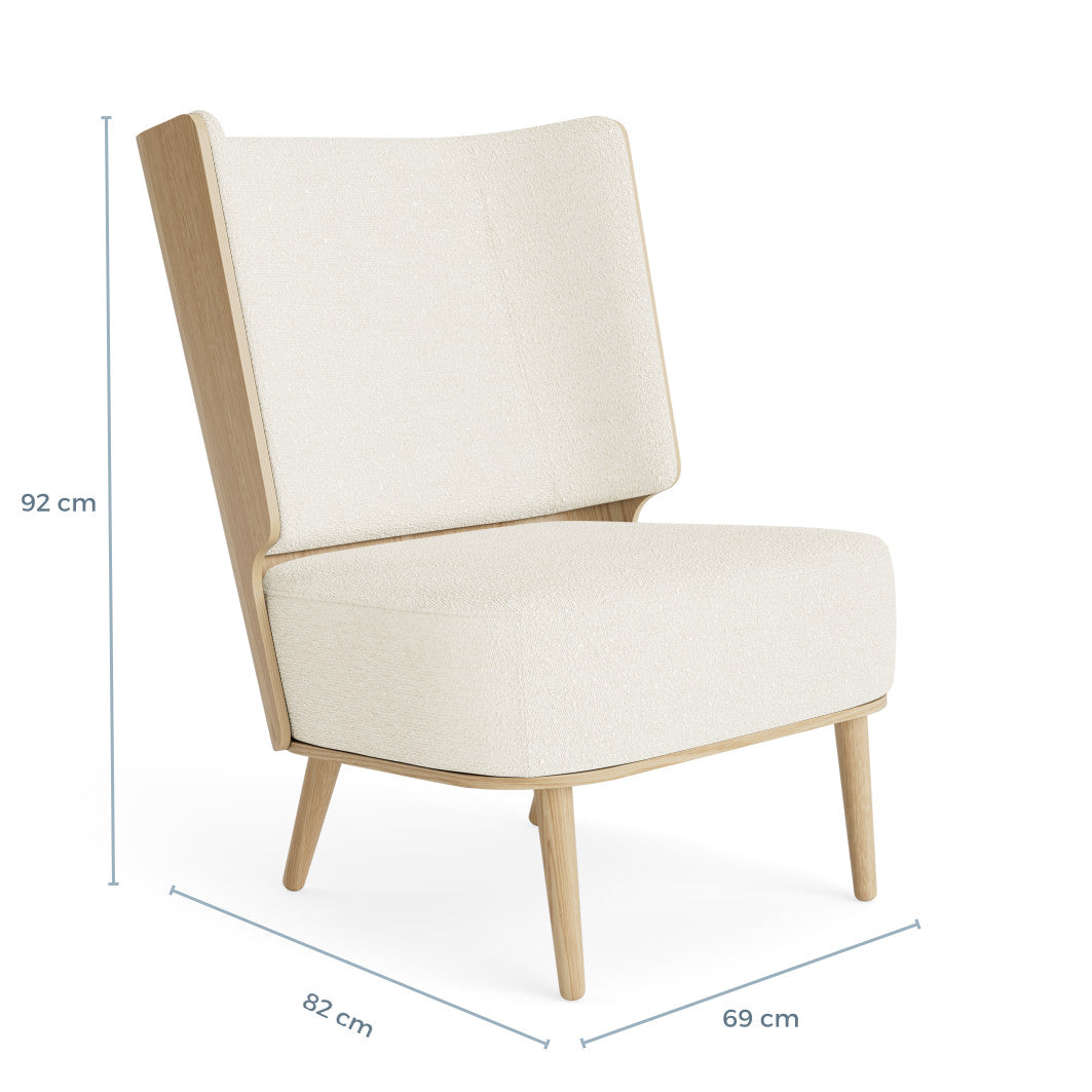 SERENA lounge chair - natural oak/white bouclé