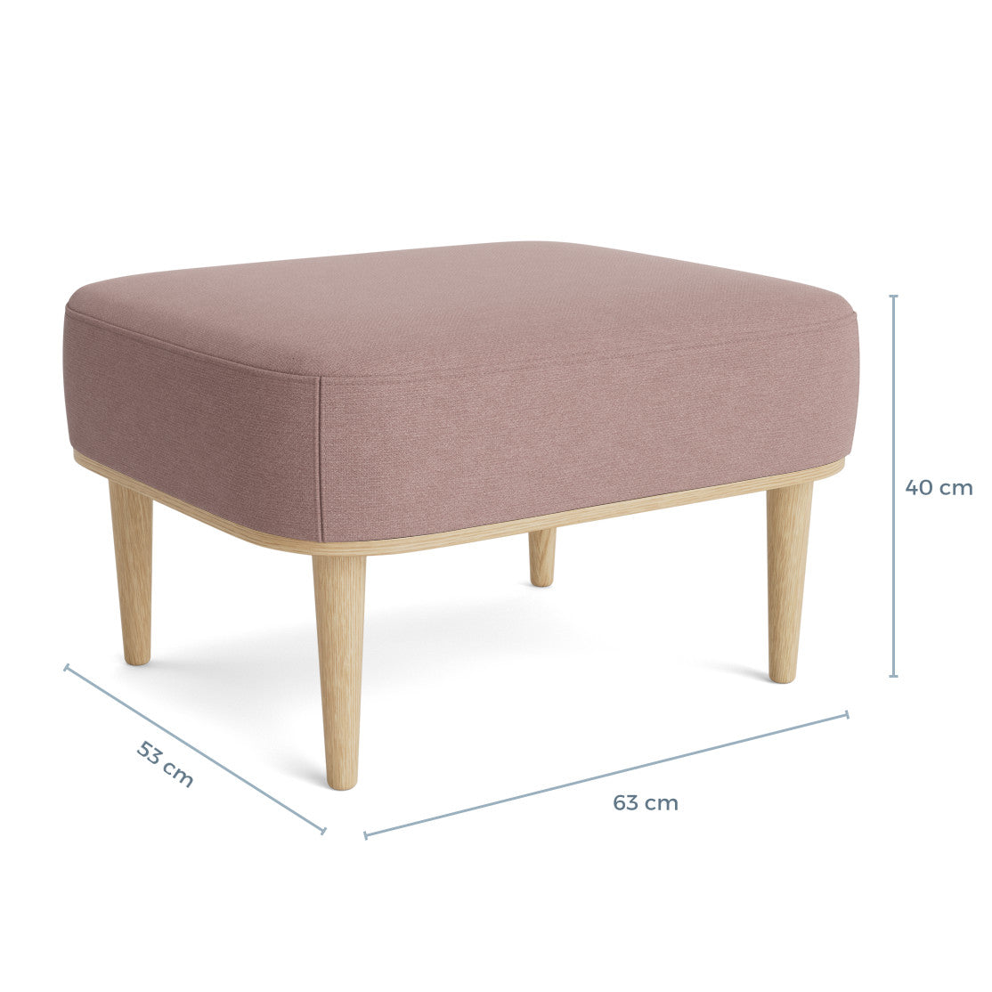 SERENA pouf - natural oak/dusty rose