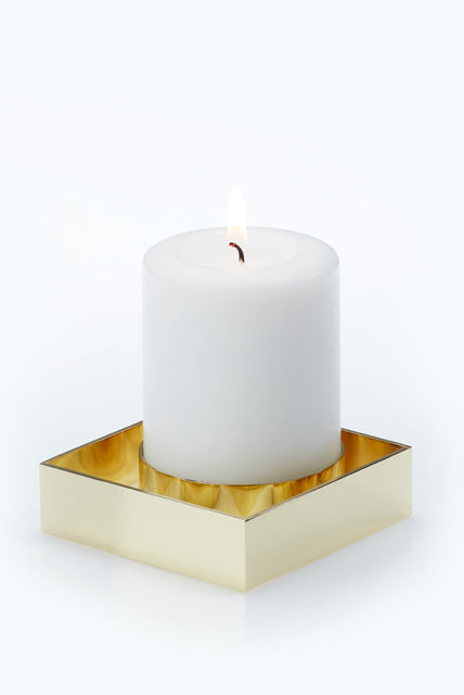 EDGE BLOCK lysestage - Poleret brass