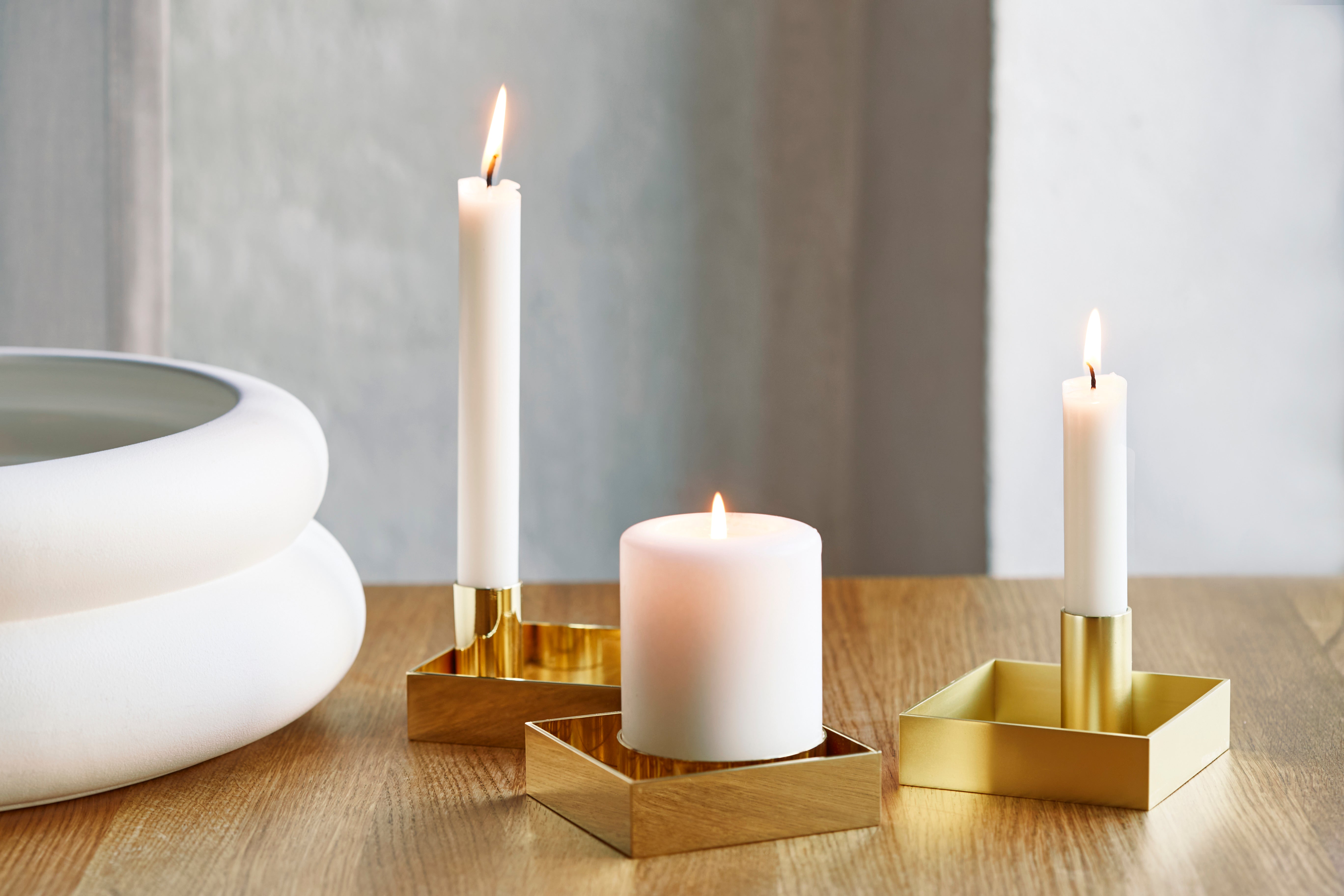 EDGE BLOCK lysestage - Poleret brass