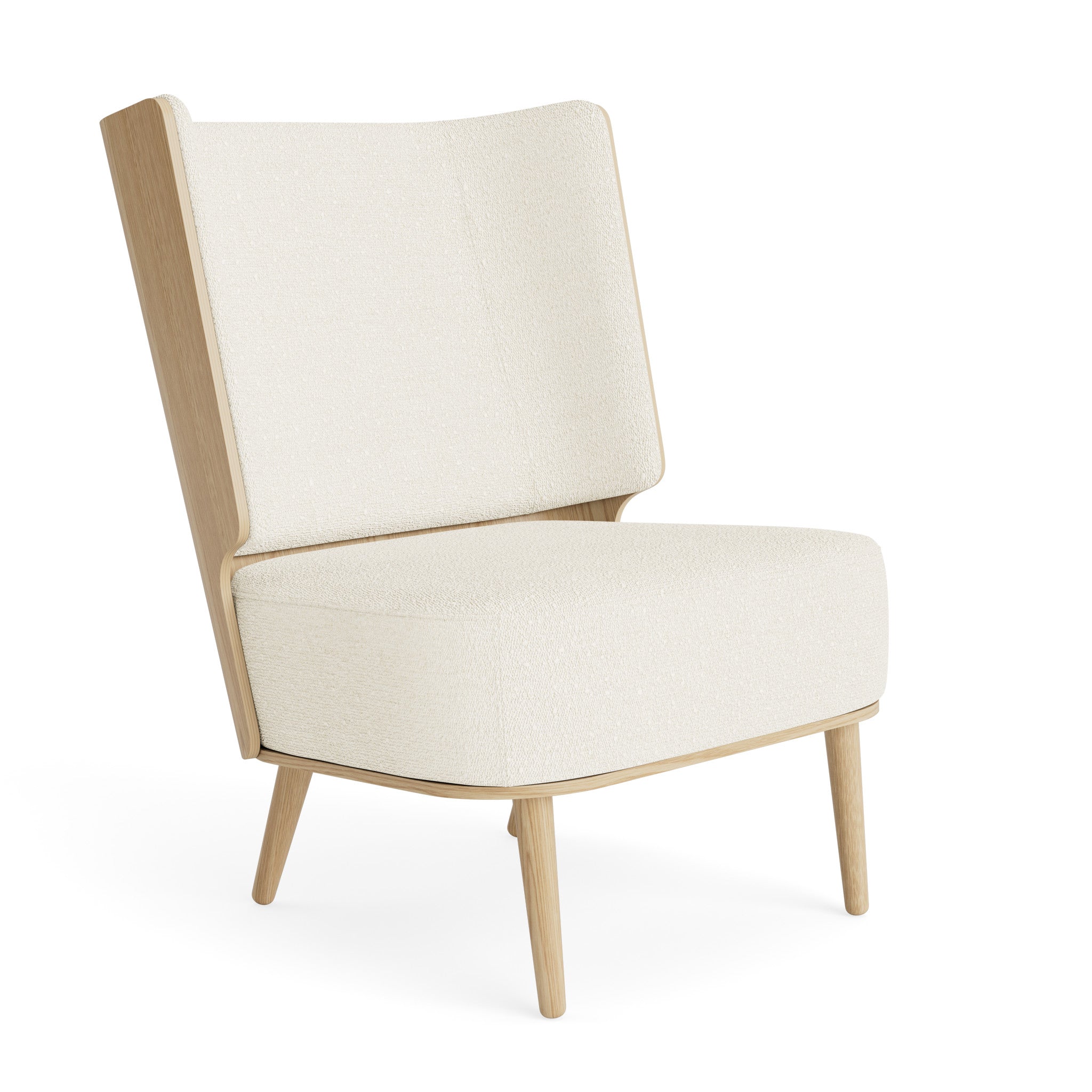 SERENA lounge chair - natural oak/white bouclé