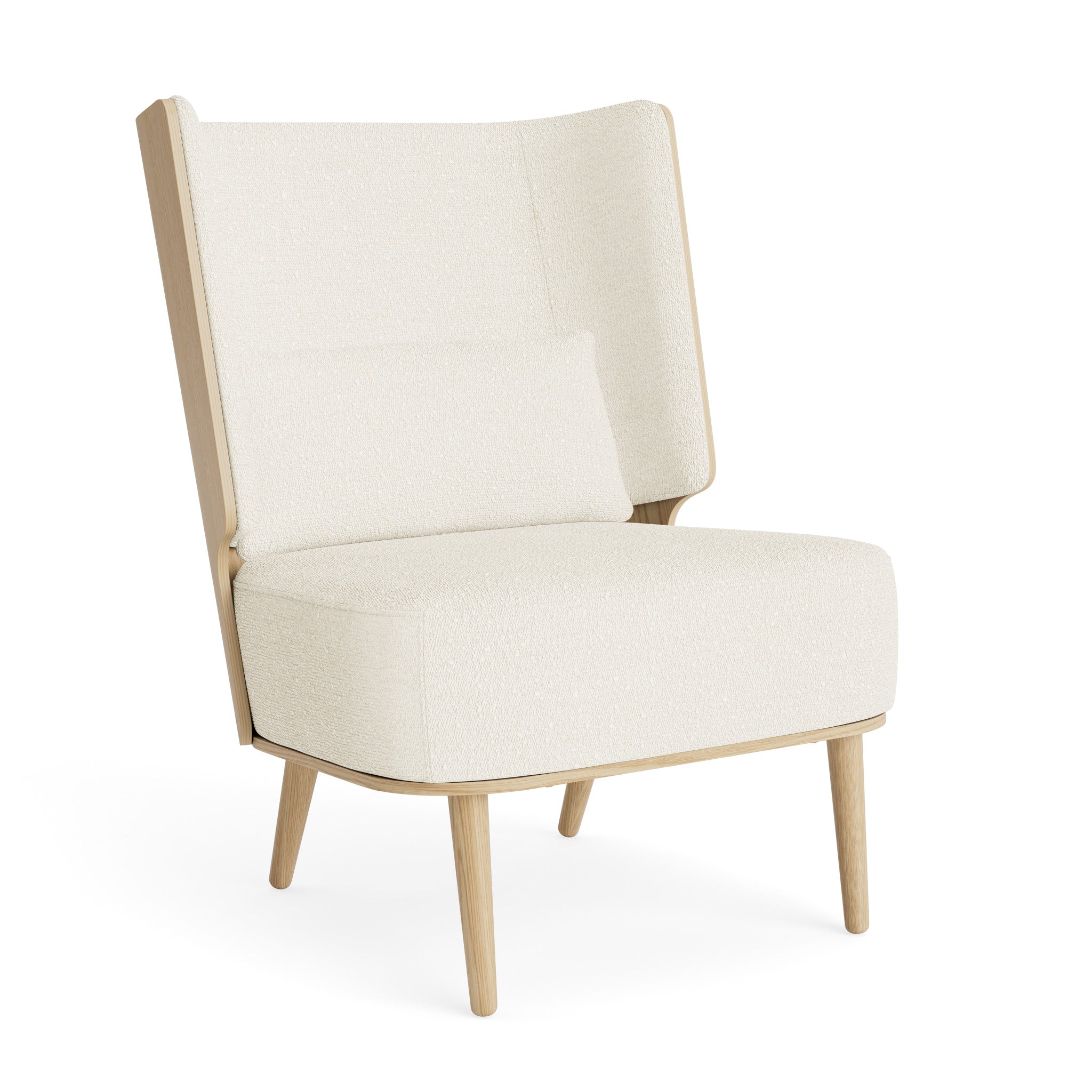 SERENA lounge stol - eg natur/hvid bouclé