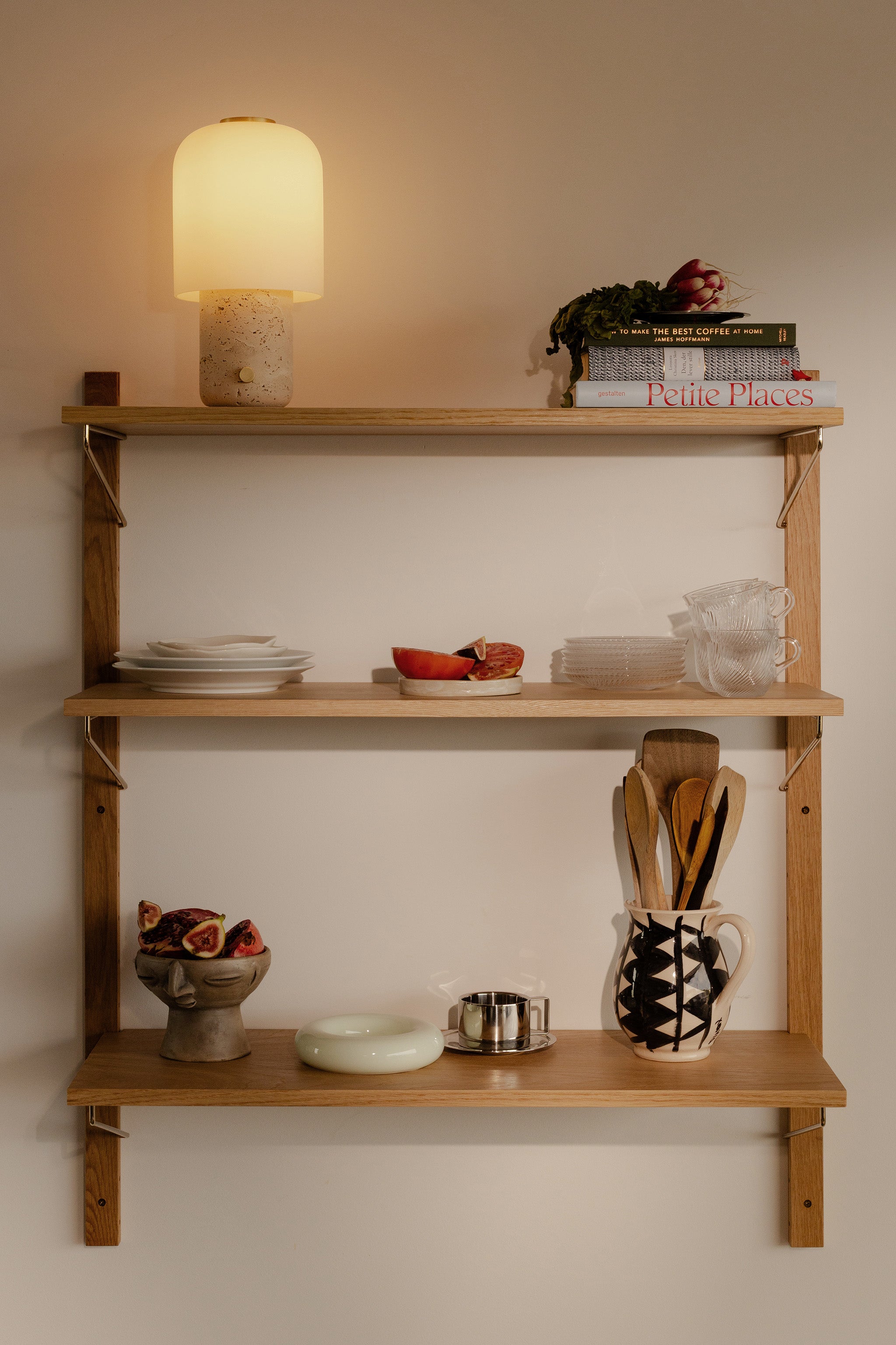 Campata 30cm shelf - natural oak/brass