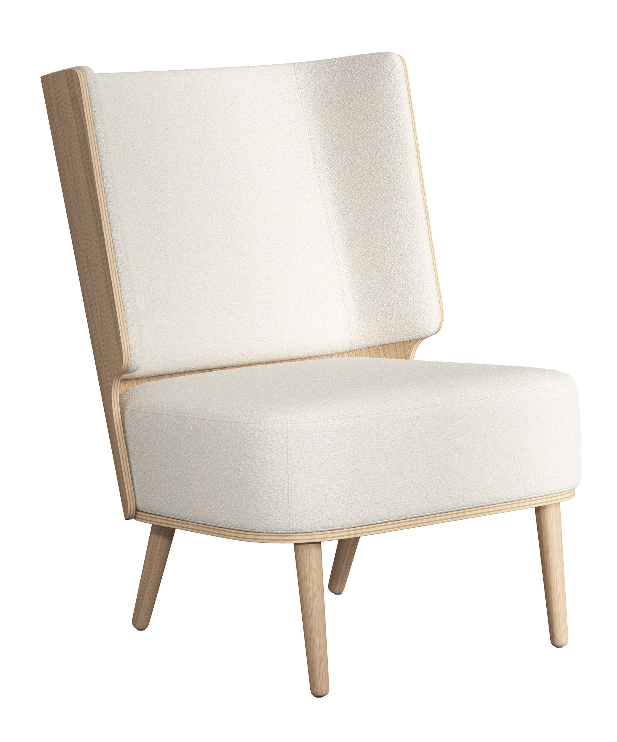 SERENA lounge chair - natural oak/white bouclé