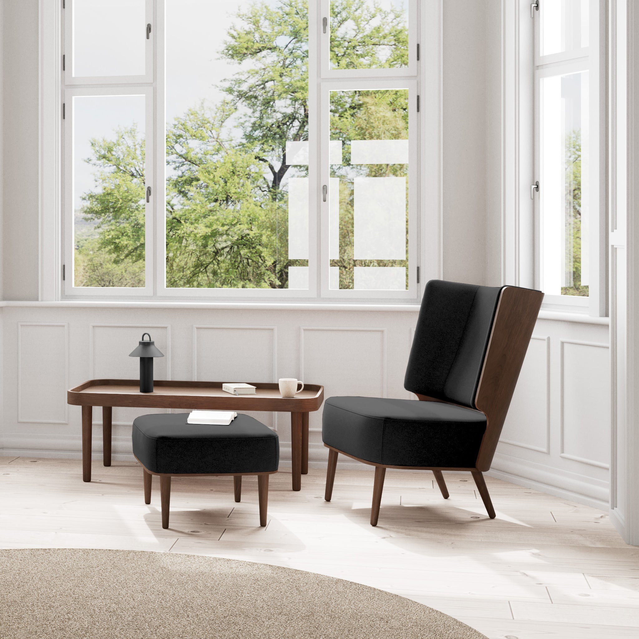SERENA lounge chair - dark oak/phantom grey