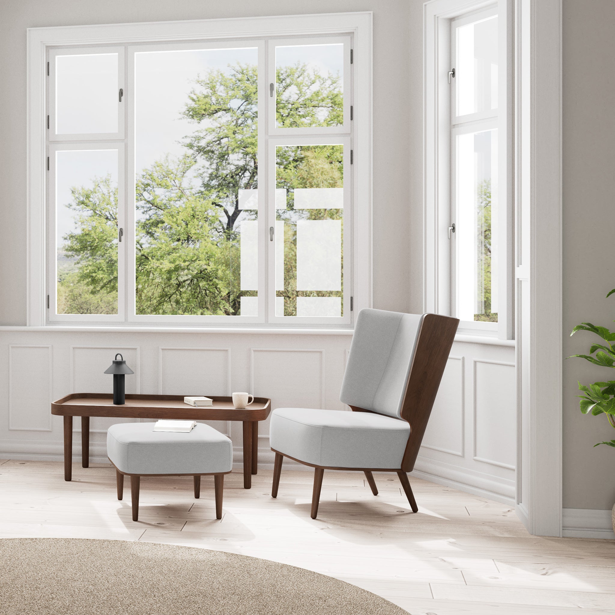 SERENA lounge chair - dark oak/silver grey