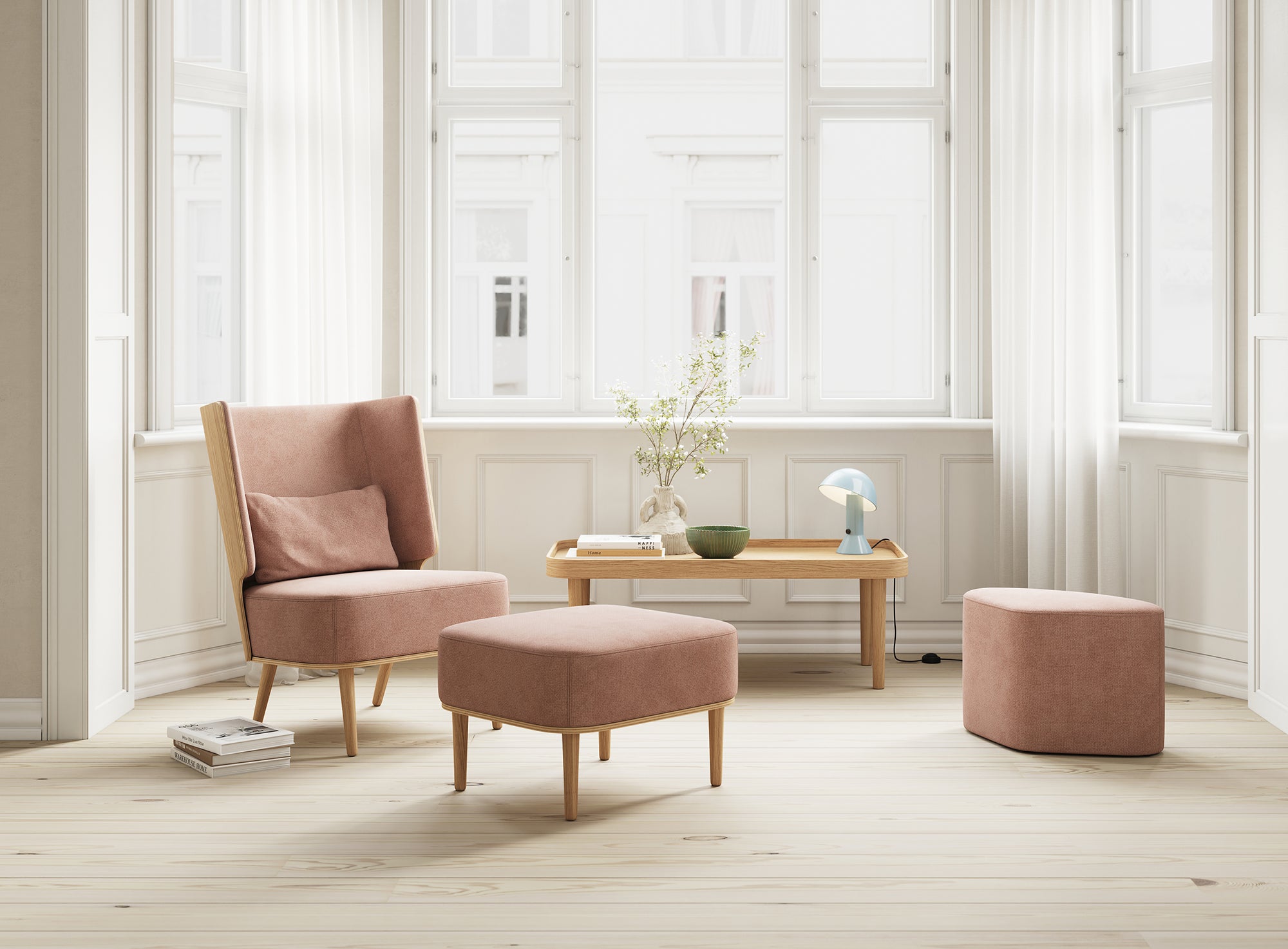 SERENA pouf - natural oak/phantom grey