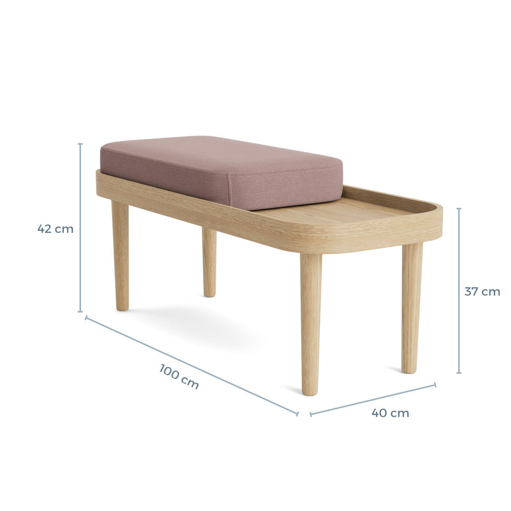 SERENA bench - natural oak/dusty rose