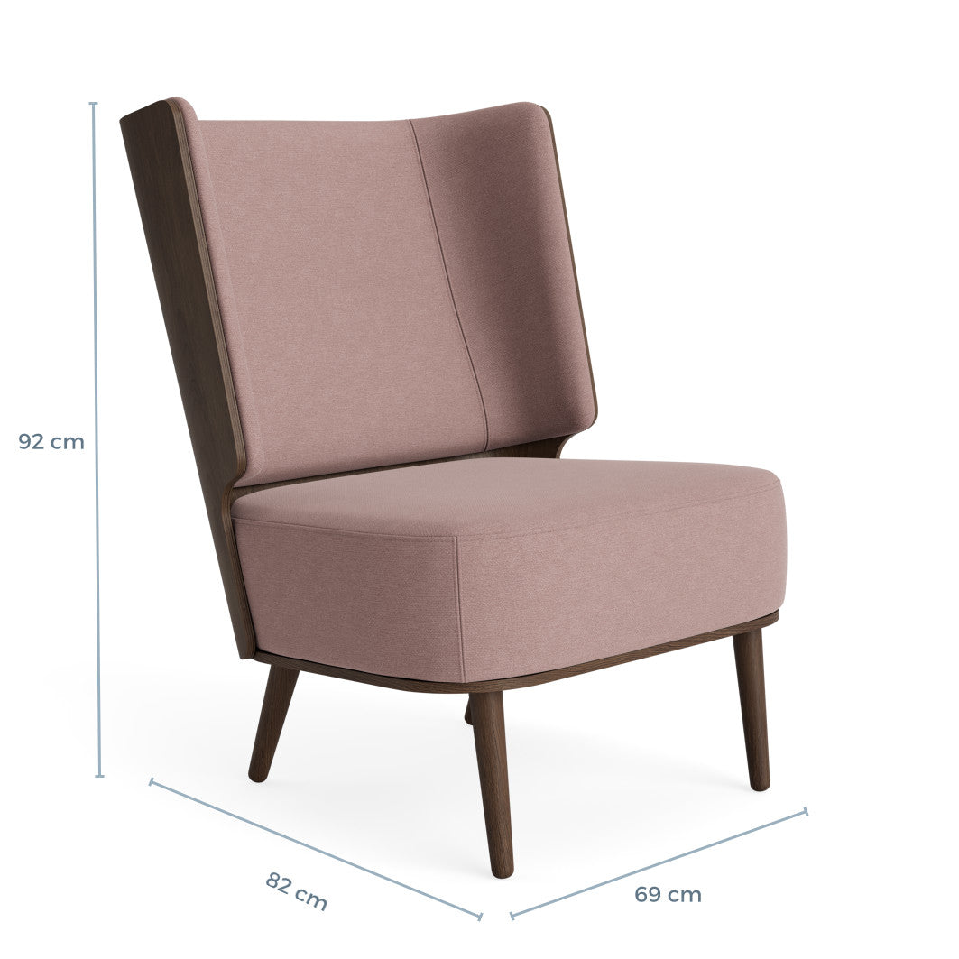 SERENA lounge chair - dark oak/dusty rose