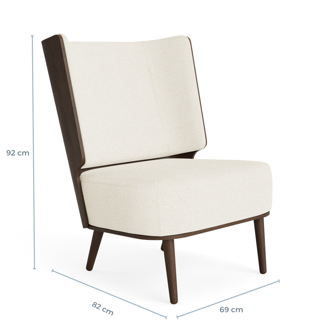 SERENA lounge chair - dark oak/white bouclé