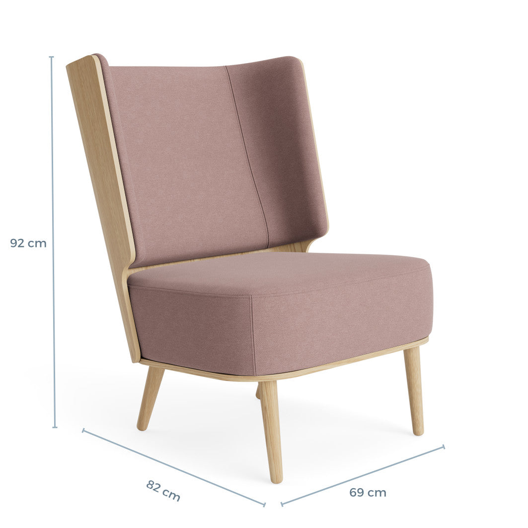 SERENA lounge chair - natural oak/dusty rose