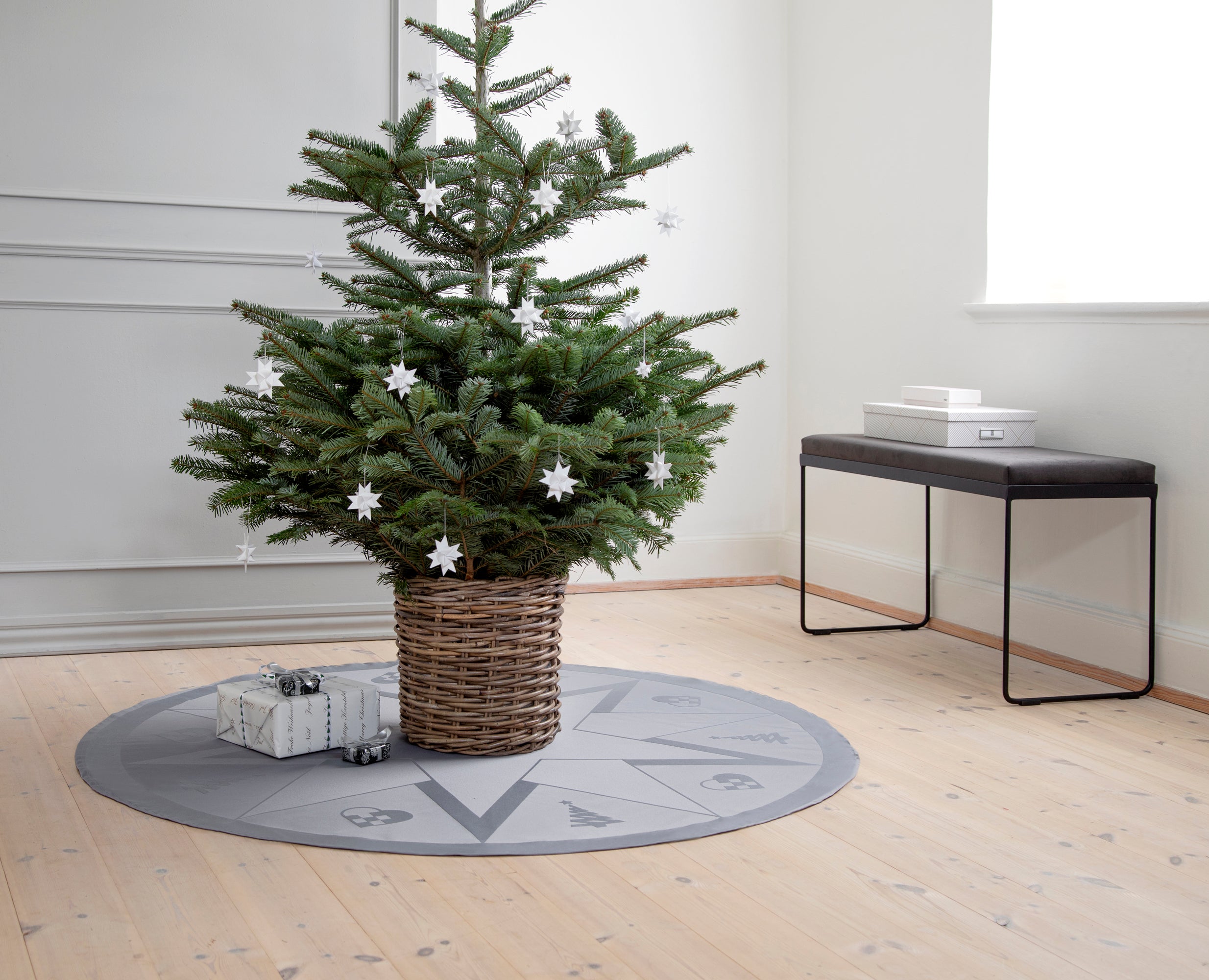 STARS juletræstæppe - winter grey