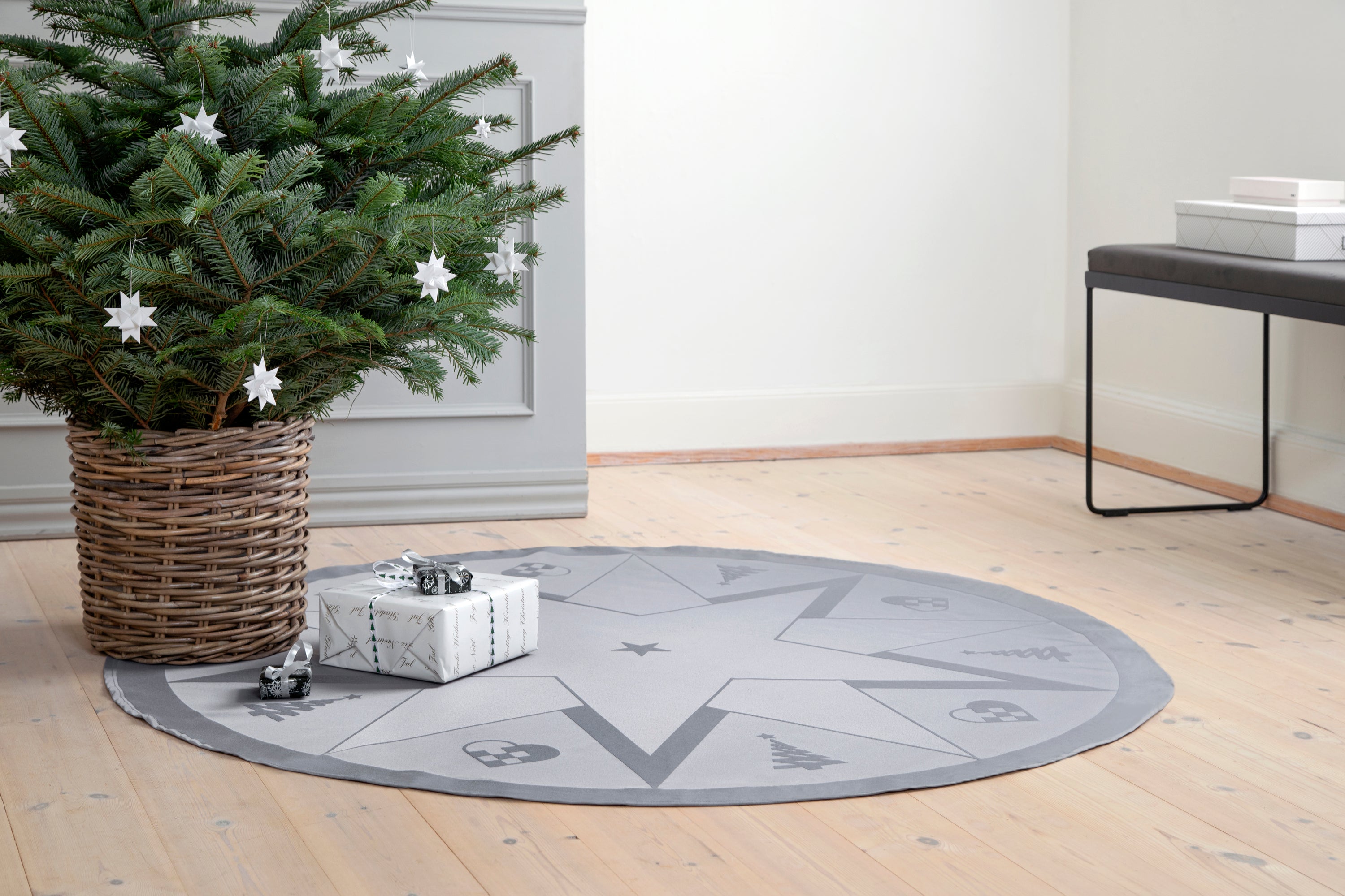 STARS juletræstæppe - winter grey
