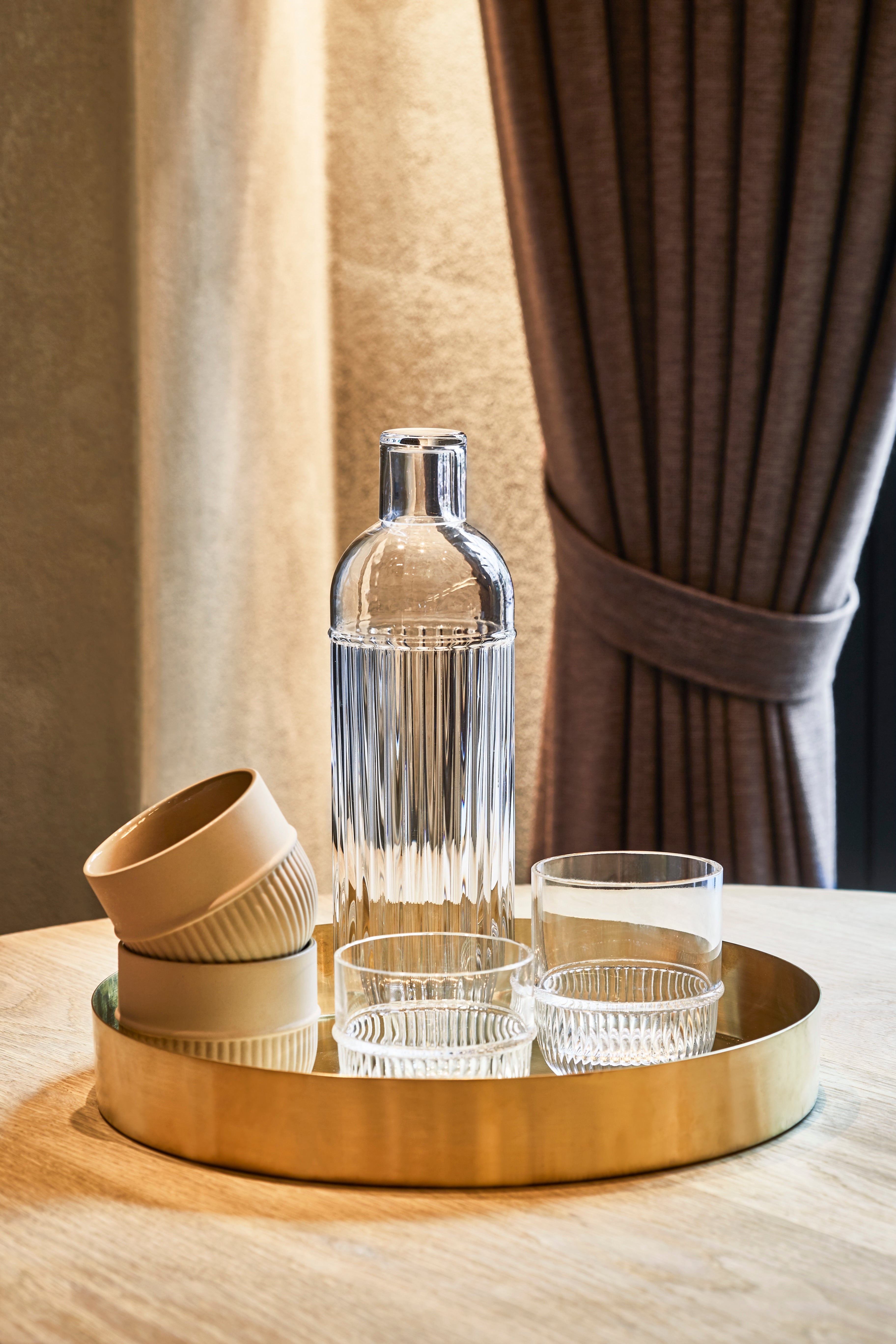 Clear/Brass Water Bottle Carafe Menu
