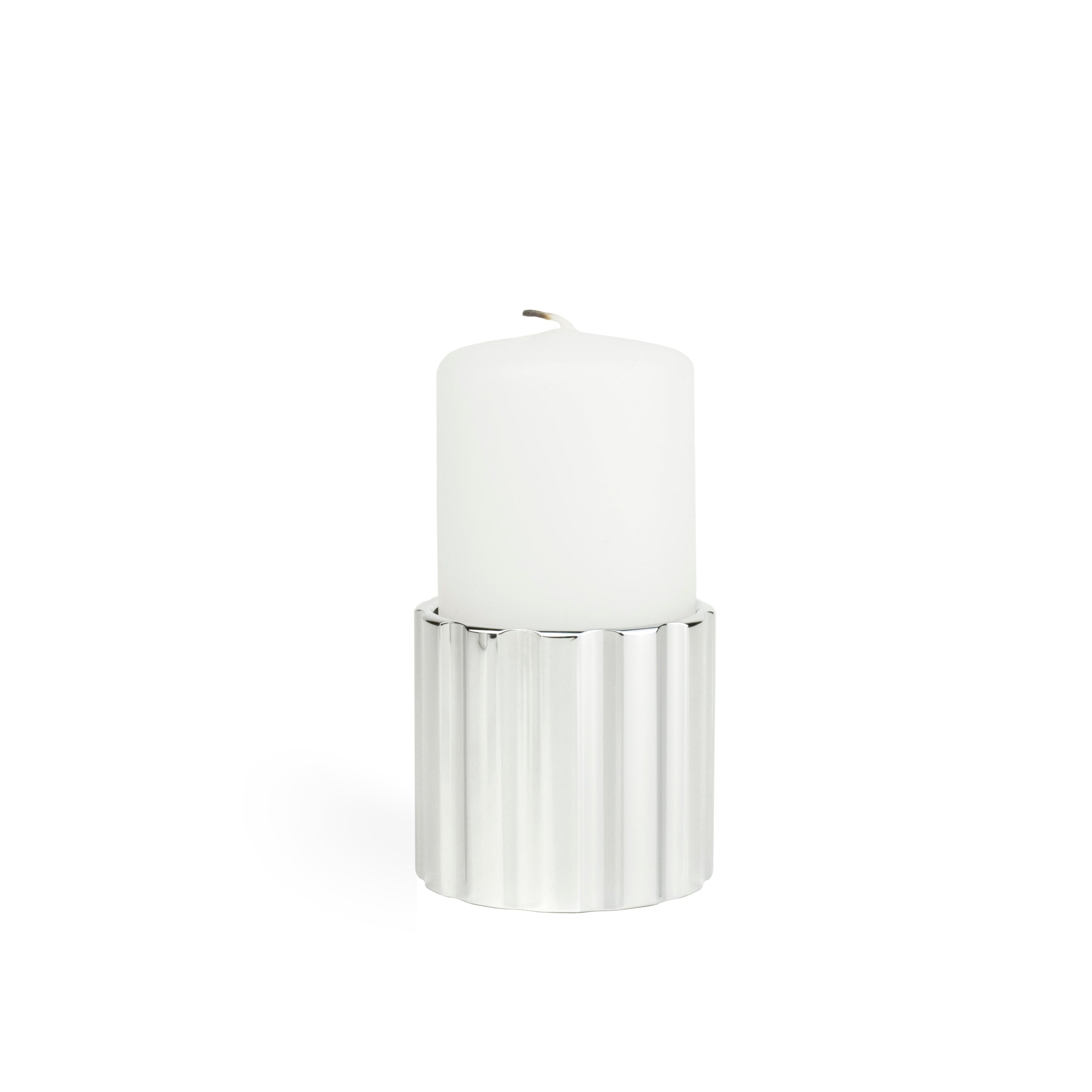 DUAL candle holder low - silver