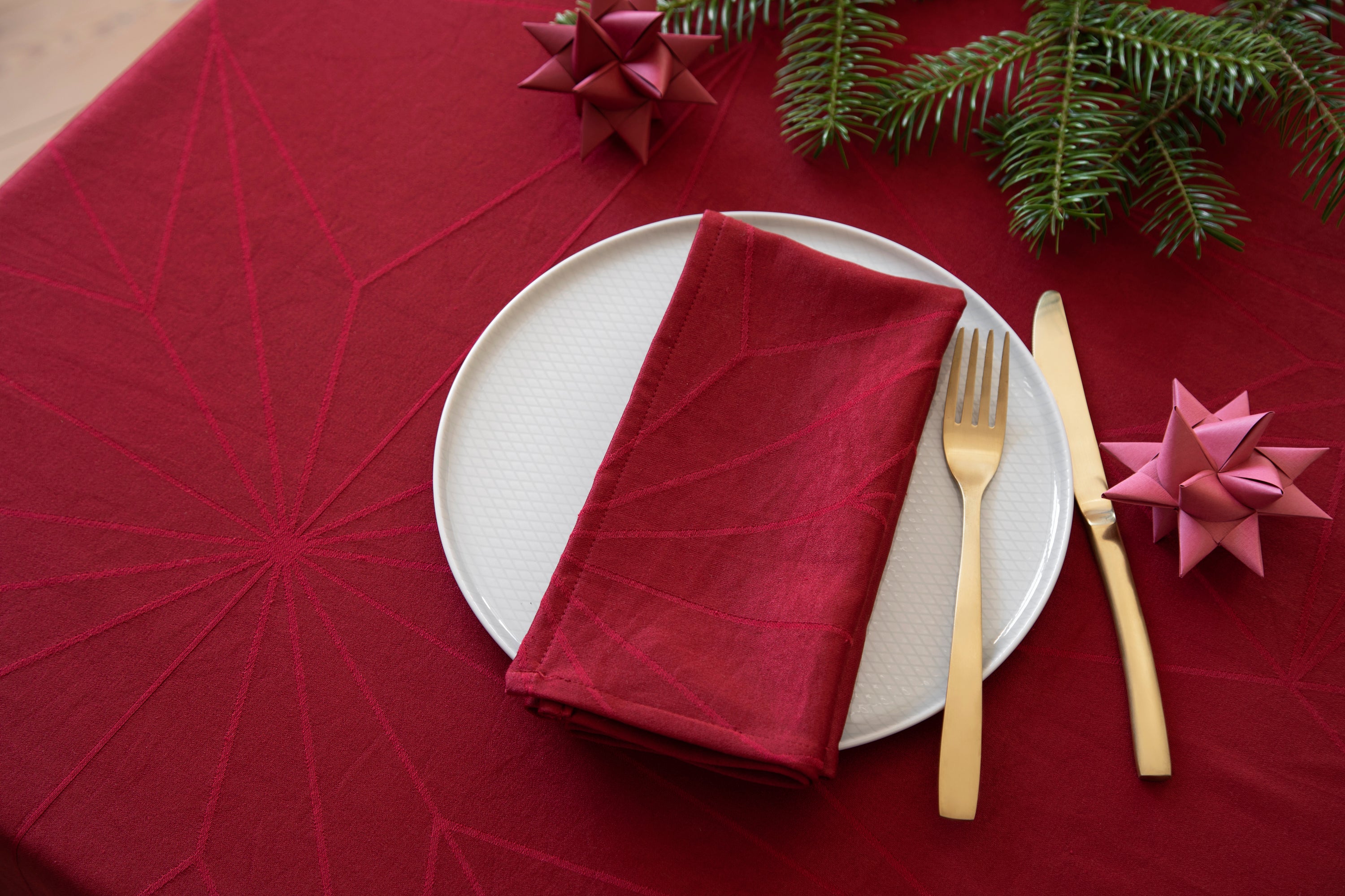 STARS cloth napkin 4 pcs - advent red